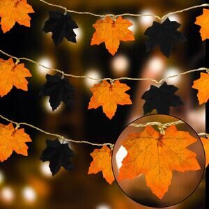 Retisee 2 Pcs 65.6 Ft 160 LED Fall Garland With Pumpkin Maple Leaf